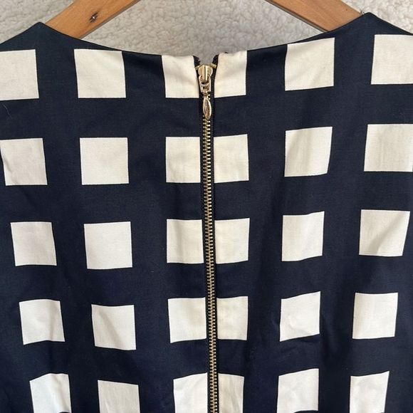 Kate Spade Dress Womens Size 6 Navy Blue and Ivory Windowpane Shift - Picture 6 of 7